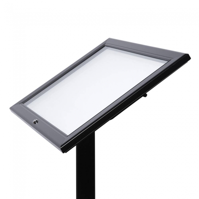 Zamykany stojak na menu w kolorze czarnym podświetlany LED - 2 x A4